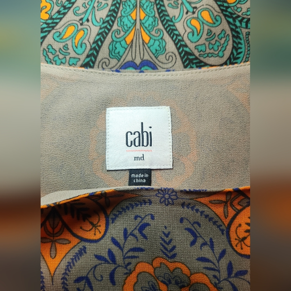 Cabi Tank Top Taupe Orange & Blue Size Medium Adjustable Straps - Picture 4 of 5
